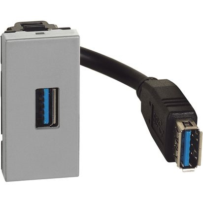 Connettore USB tipo A preconnesso 1 modulo grigio MatixGO per installazioni rapide