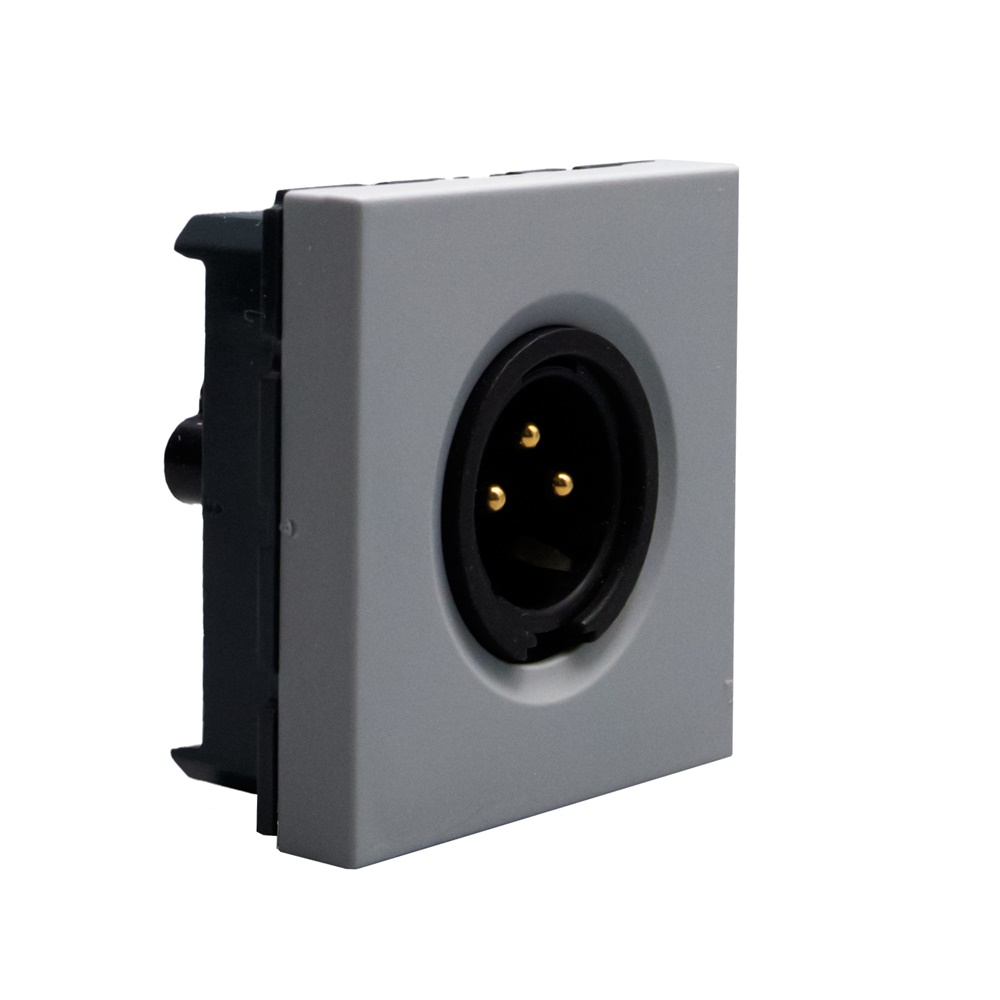 Connettore XLR 3 pin maschio grigio 2 moduli per applicazioni audio professionali