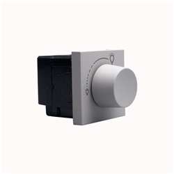 Dimmer universale rotativo 2 moduli grigio per lampade resistive, induttive, capacitive, fluorescenti compatte e LED dimmerabili 100-240 Vac senza neutro