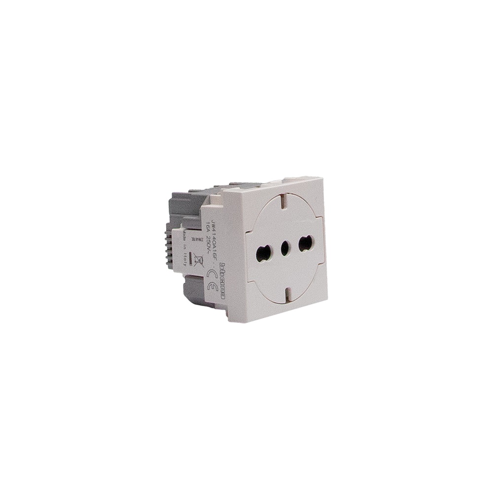 Presa elettrica compatta 2P+T 16A bianco flat per impianti residenziali e commerciali