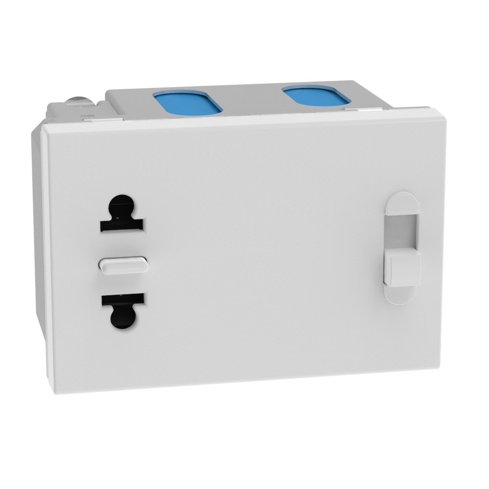 Presa rasoio 230V antibatterica con trasformatore isolamento 3 moduli per bagno