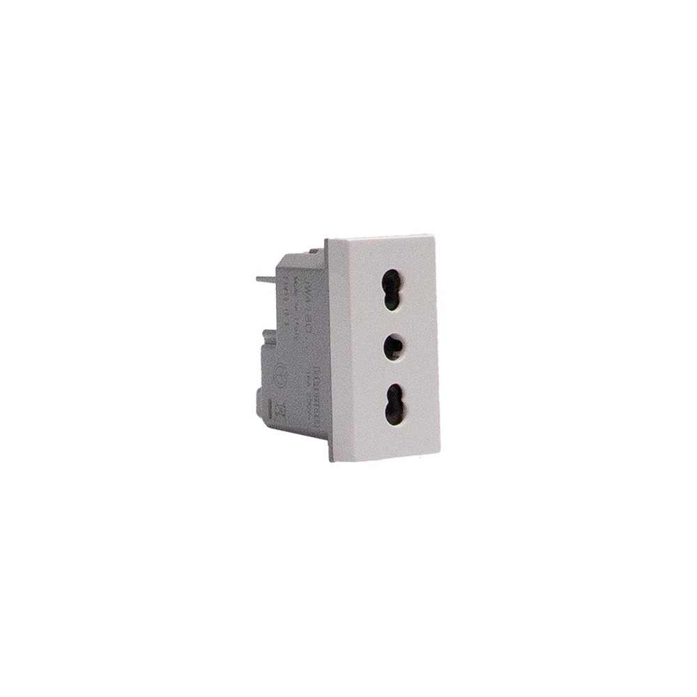 Presa bipasso 2P+T 16A 250V bianco interasse 19-26mm per spine standard Italia