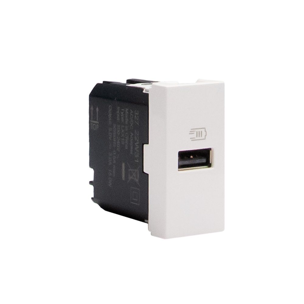 Caricatore USB Tipo A 15W bianco incasso per impianti domestici e professionali