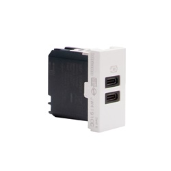 Caricatore USB da incasso doppia porta USB-C 15W ricarica rapida bianco per impianti elettrici residenziali e professionali
