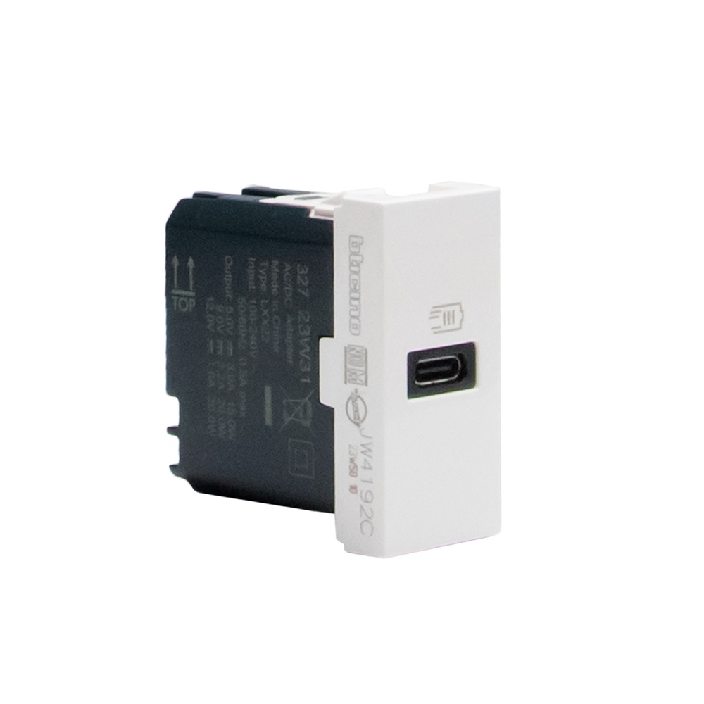 Caricatore USB-C Power Delivery 20W compatto bianco per smartphone tablet