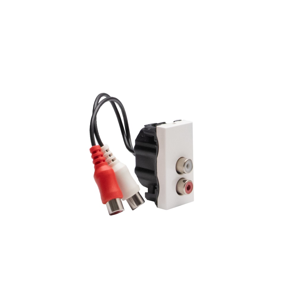 Modulo doppio RCA bianco preconnesso per connessioni audio-video impianti elettrici