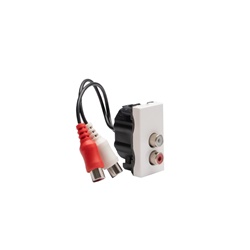 Modulo doppio RCA bianco preconnesso per connessioni audio-video impianti elettrici