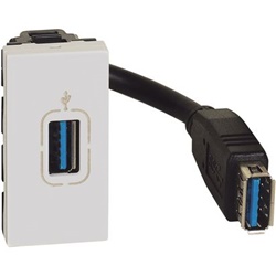 Connettore USB tipo A preconnesso 1 modulo bianco per cablaggio professionale