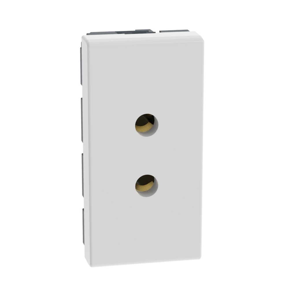Presa 2 poli mignon 6A 24V SELV bianco antibatterico connessione a morsetto per circuiti ausiliari