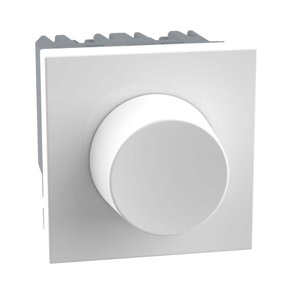 Dimmer universale rotativo MatixGO 5W-300W senza neutro protezione sovratensioni 2 moduli bianco antibatterico