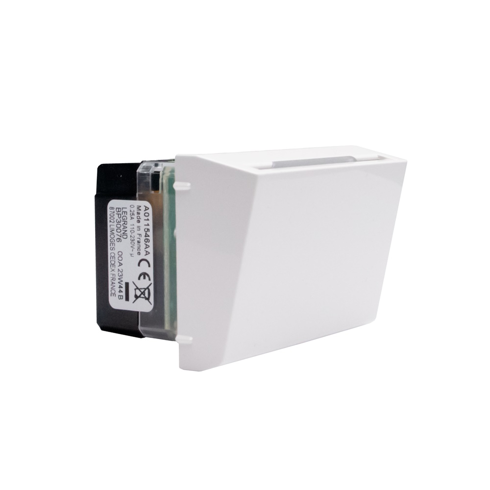 Tasca porta badge bianco illuminata 2 moduli alimentazione 230V per camere hotel