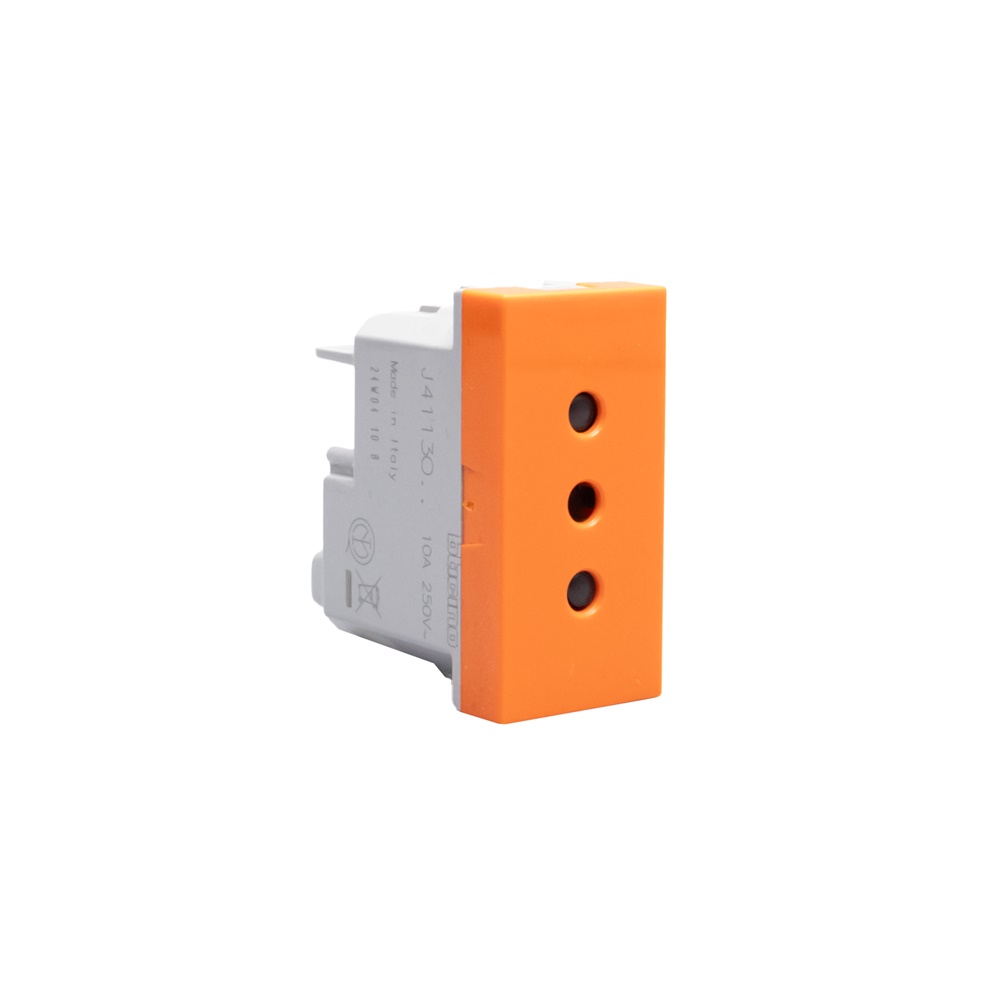 Presa elettrica 2P+T 10A 250V arancione interasse 19mm alveoli schermati MatixGO
