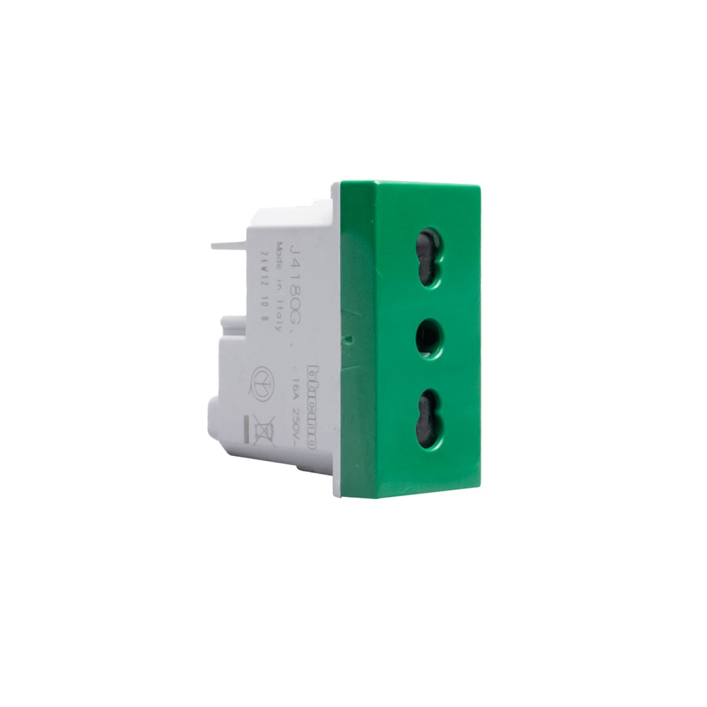 Presa bipasso MATIXGO P17/11 16A 250V verde per spine 2P+T standard Italia uso domestico e professionale