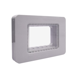 Placca copertura elettrica IP55 3 moduli grigio per installazioni esterne