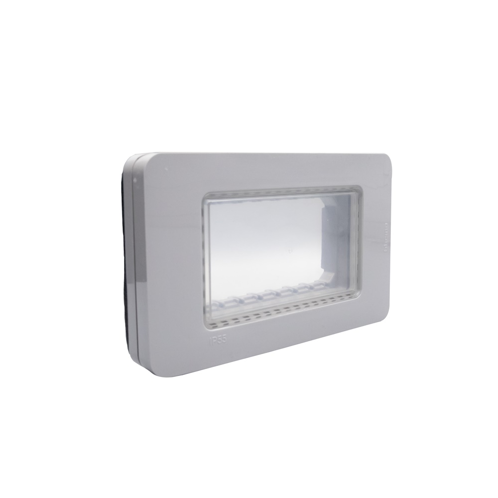 Placca IP55 4 moduli grigia protezione polvere acqua installazioni elettriche robuste