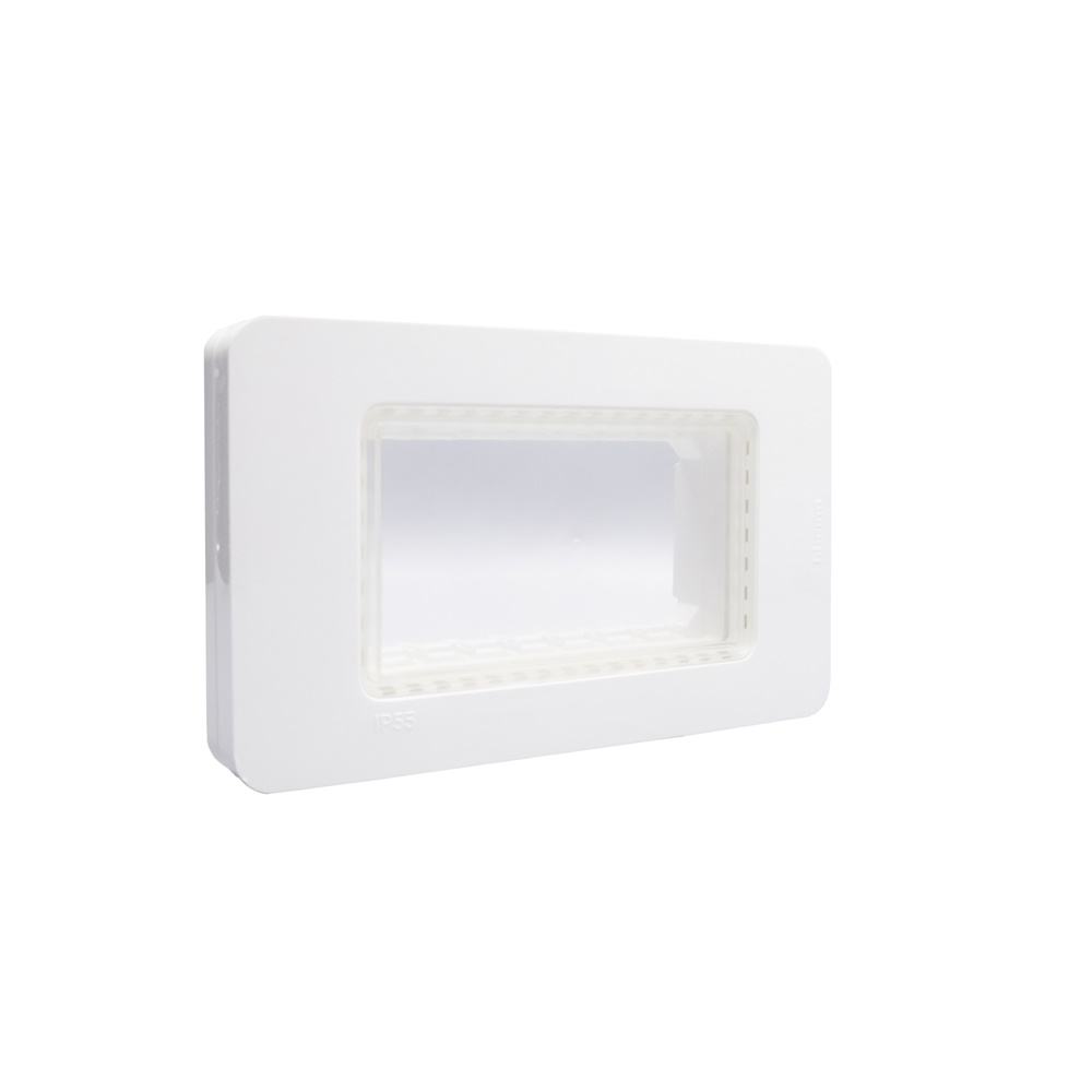 Placca copertura IP55 4 moduli bianca per installazioni elettriche interne ed esterne