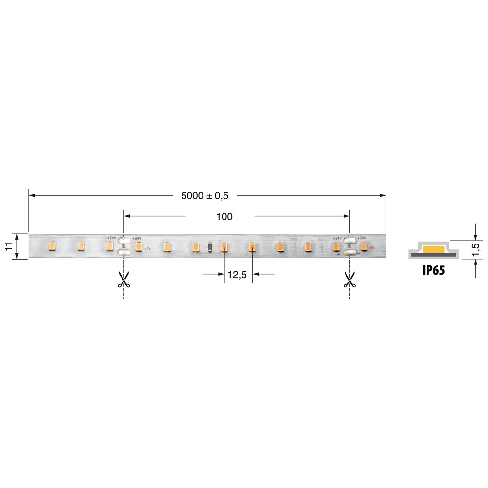 STR.LED 14,4W/M BF 24V IP66 CRI90 illuminazione LED professionale resistente per esterni e ambienti industriali