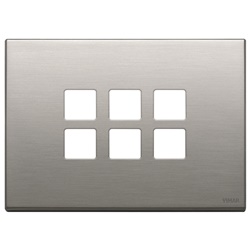 Placca 3 moduli 6 comandi Flat domotici KNX metallo nichel spazzolato