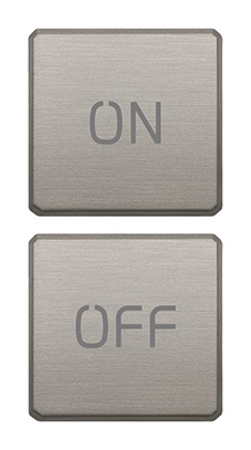 Due tasti Flat intercambiabili simboli ON OFF nichel spazzolato per comando elettrico