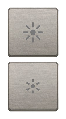 Due tasti flat dimmer nichel spazzolato per controllo illuminazione ambiente interno