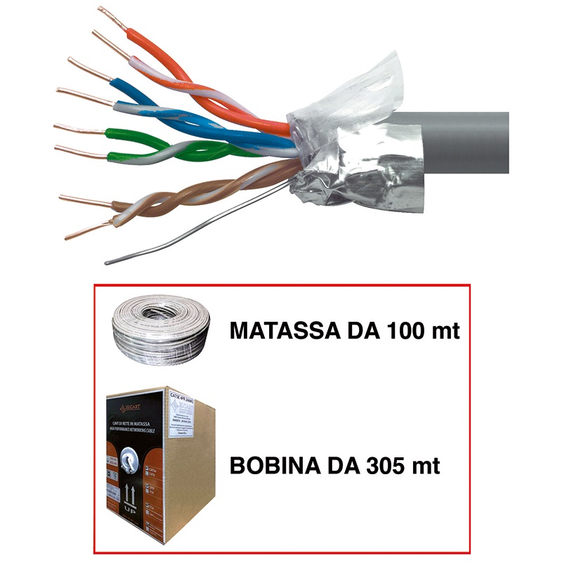 Cavo CAT5E FTP rigido 305m CCA schermato alta velocità reti domestiche e professionali
