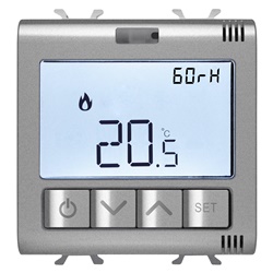 TERMOSTATO CONNESSO CON MISURA UMIDITA - ZIGBEE - 100-240V ac 50/60 Hz - NA 5A (AC1) 240V ac - 2 MODULI - TITANIO - CHORUSMART