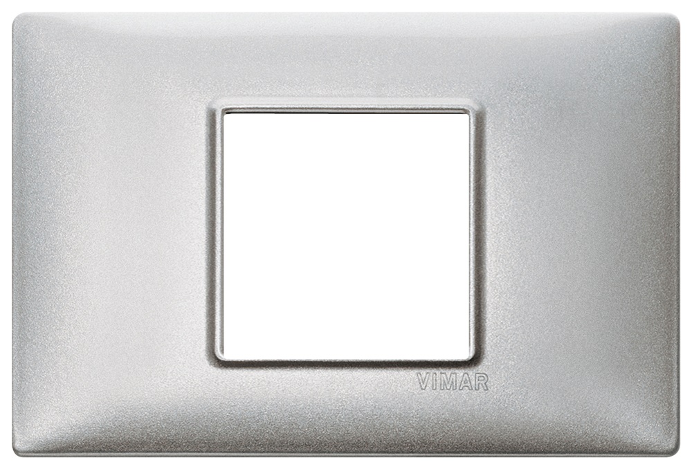 Placca 2 moduli centrali tecnopolimero colore Silver per installazioni elettriche
