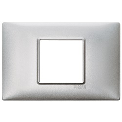 Placca 2 moduli centrali tecnopolimero colore Silver per installazioni elettriche