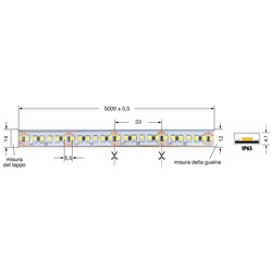 LEDSTRIP 16W/MT 24V luce fredda IP65 resistente acqua polvere per interni ed esterni