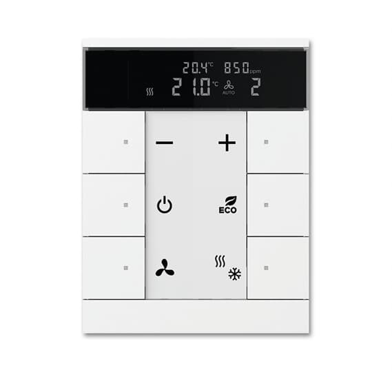 Termostato digitale KNX con sensori CO2 e umidità per controllo HVAC e ventilazione