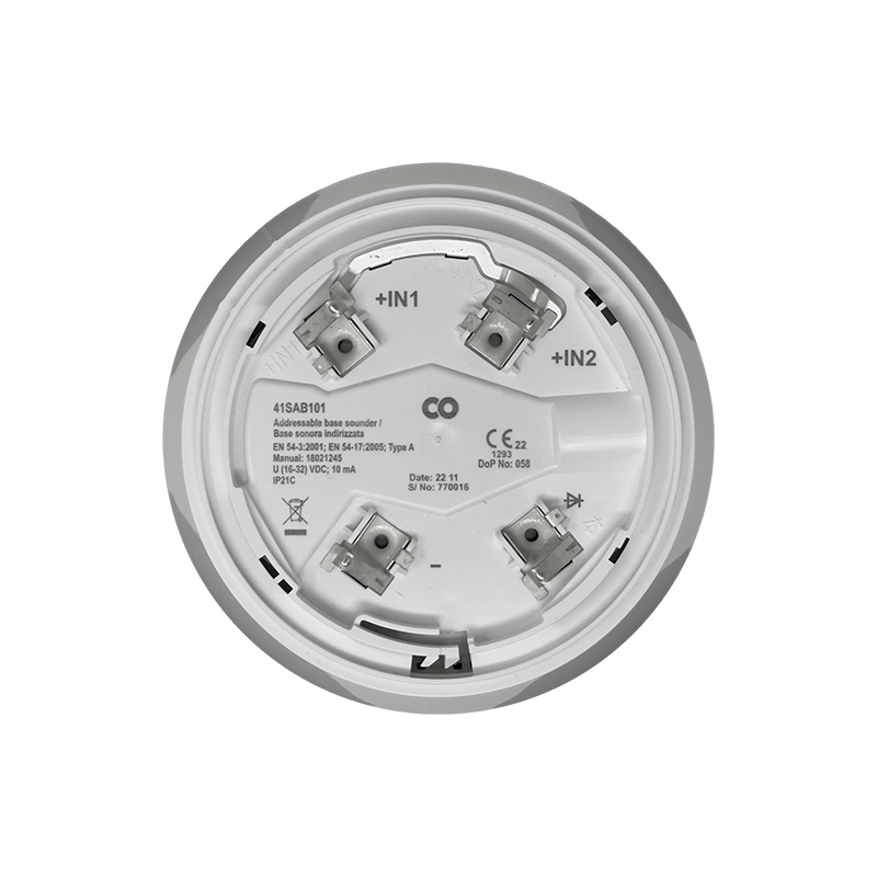 Serie LogiFire - Base sirena integrata, sincronizzazione automatica, base 41RBX020 o base lampeggiante 41VAD100. Isolatore integrato. EN54-3 e EN54-17
