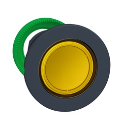 Harmony XB5, testa pulsante luminoso giallo Ø30 filopannello, in plastica, ad impulso, senza marcatura- per LED universale