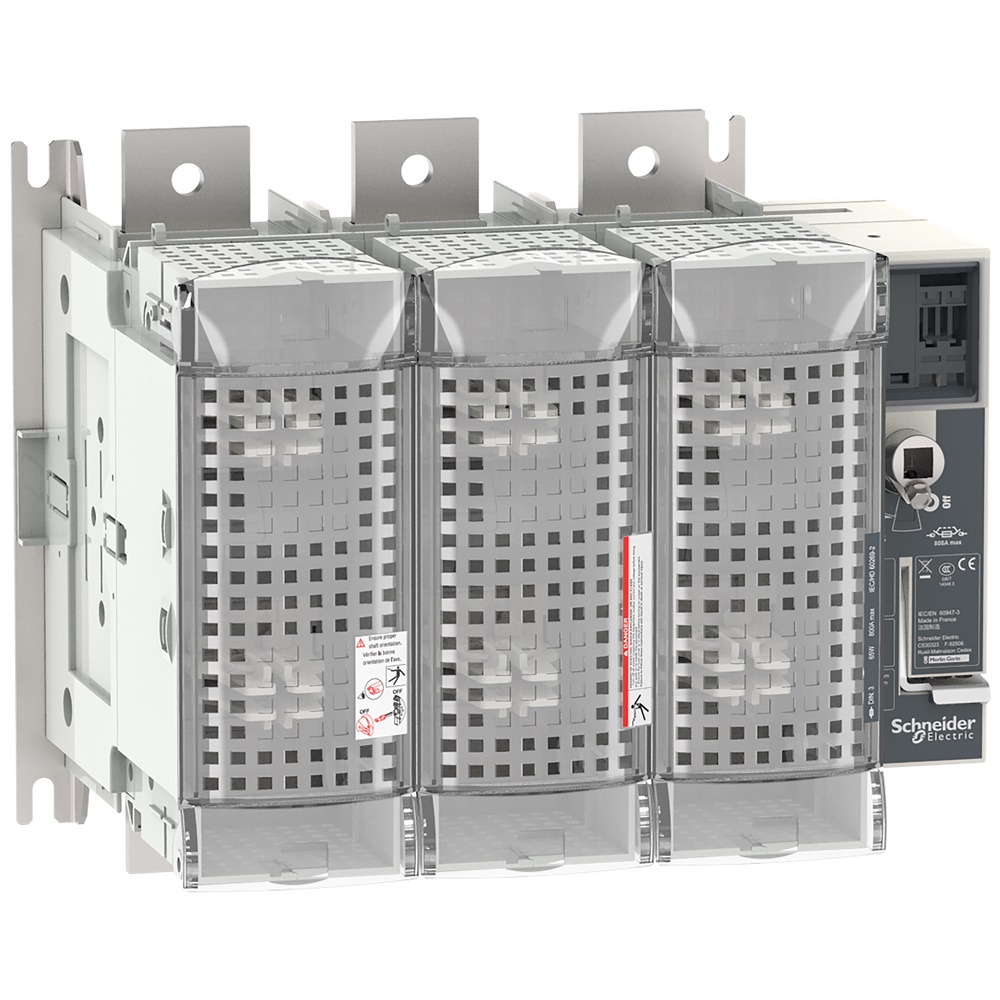 Interruttore-sezionatore con fusibili 3 poli 800A FuPact GSD800 per impianti industriali e infrastrutture