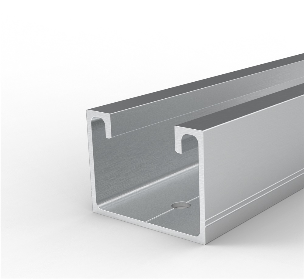 Spezzone profilo alluminio ribassato 280mm 2 fori interasse 250mm per fissaggi strutturali