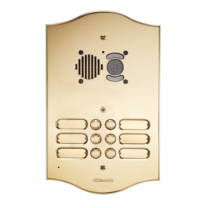 Serie Roma - Pulsantiera audio 3 pulsanti da incasso, ottone PVD 3mm, per gruppo Ikall, portalampada