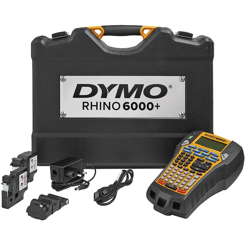 Etichettatrice DYMO Rhino 6000 Kitcase professionale per identificazione elettrica con kit completo, etichette resistenti usura e temperature estreme, ideale per cavi e pannelli elettrici