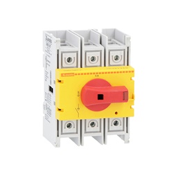 Sezionatore tripolare 125A comando diretto AC21A maniglia rossa frontale giallo uso industriale