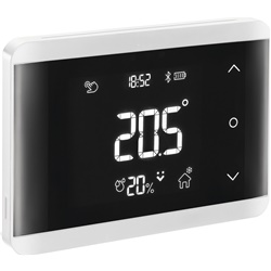 Cronotermostato Bluetooth da incasso bianco con tasti soft touch per controllo riscaldamento domestico