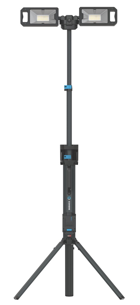 Treppiede con doppio proiettore LED 5000 lumen regolabile 360° estensibile 2m per cantiere