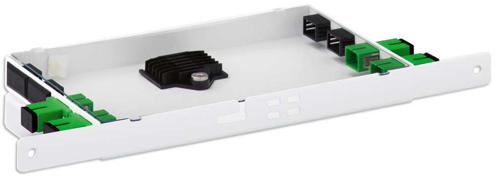 Cassetto ottico 8 porte 4 bussole gestione cavi fibra ottica multiservizio bianco