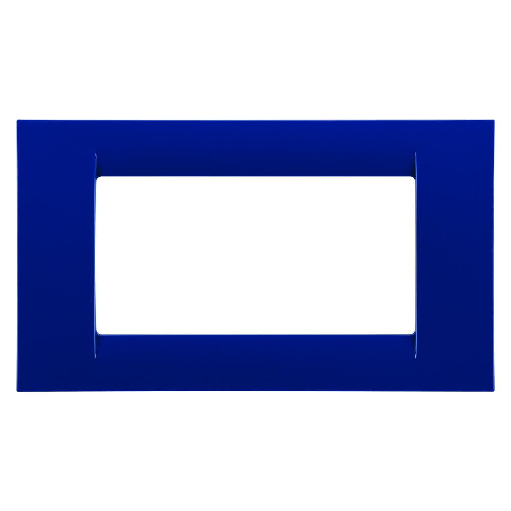 Placca 4 posti blu Virna tecnopolimero serie civile design moderno