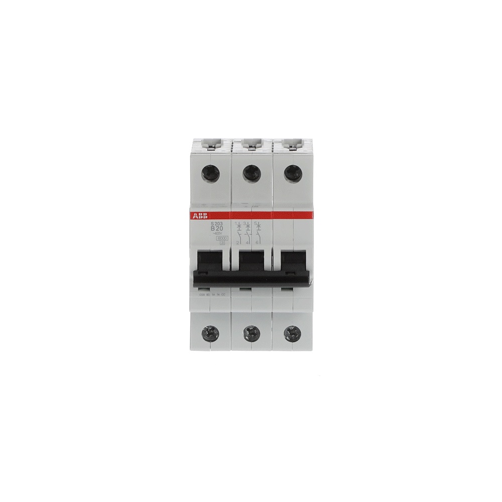 Interruttore automatico S200 3P 20A caratteristica B capacità 6kA uso residenziale industriale