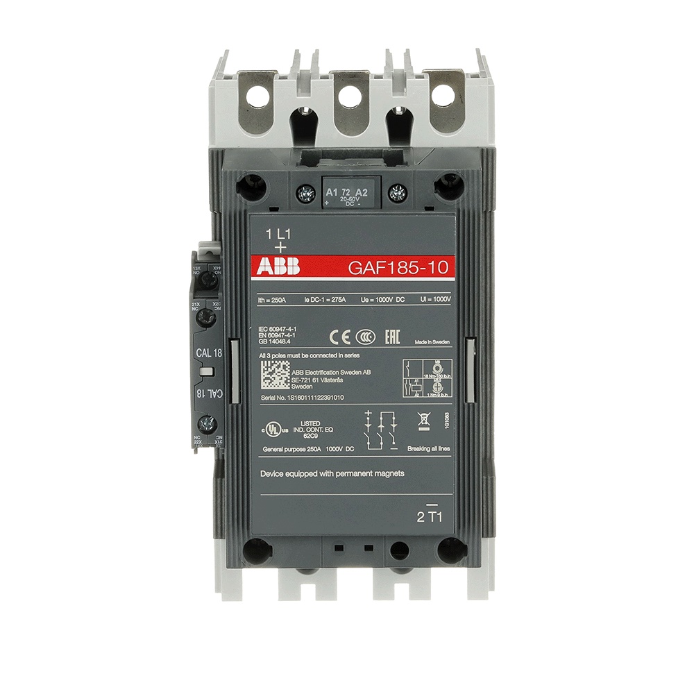 Contattore DC 3 poli GAF185-10-11 20-60V controllo comando impianti elettrici