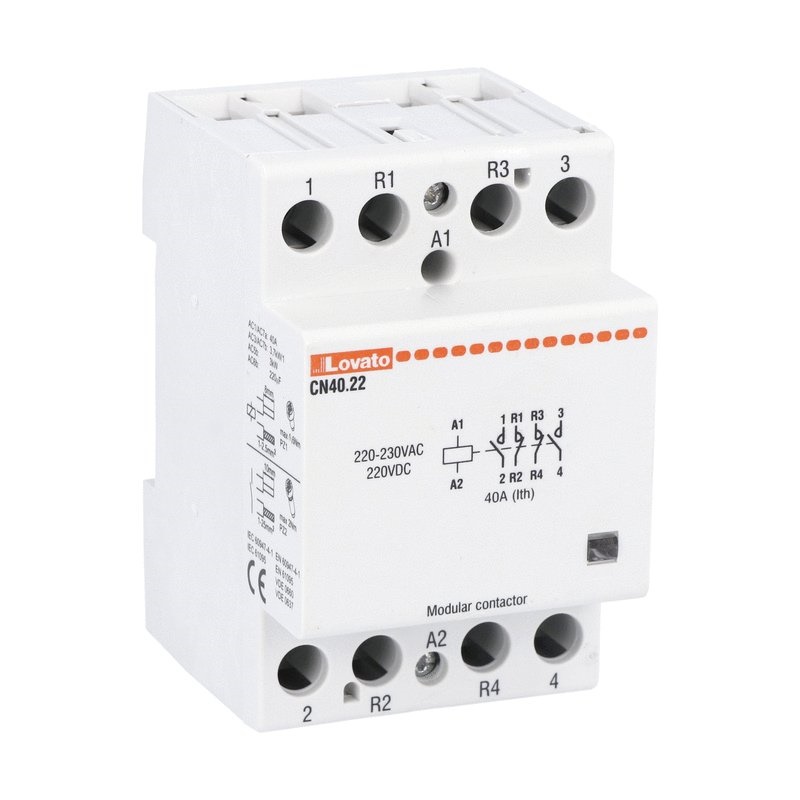 Contattore modulare 3 poli 40A AC1 2NA+2NC 230V uso industriale