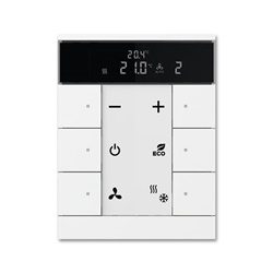 Termostato master digitale 6 pulsanti con display LCD integrato controllo temperatura HVAC residenziale commerciale bianco compatibile KNX EIB risparmio energetico
