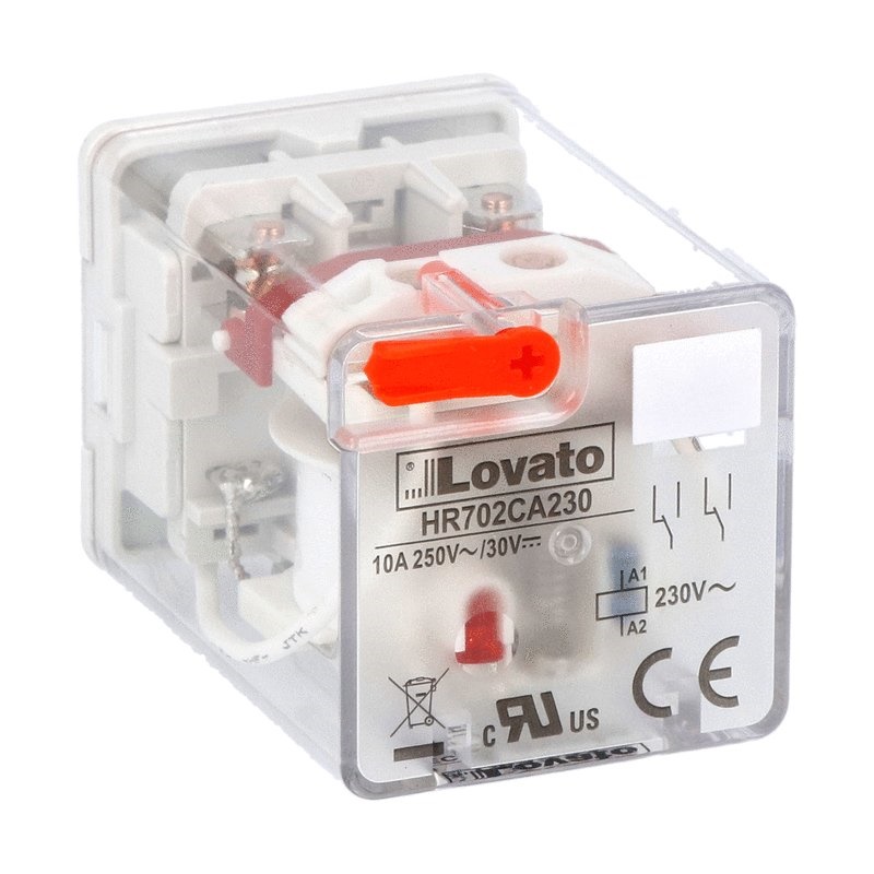 RELE INDUSTRIALE OCTAL 2 CONTATTI SCAMBIO 10A 230VAC LED MONTAGGIO ZOCCOLO HR7XS1