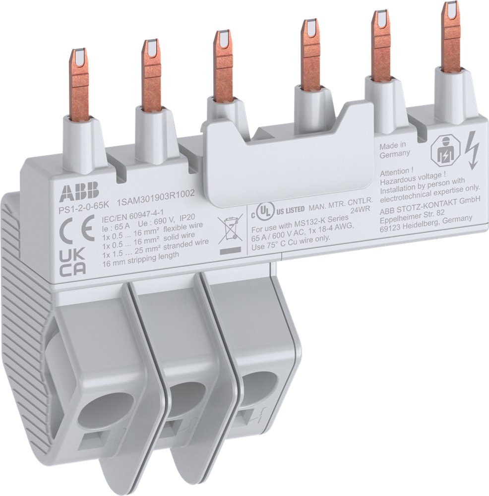 Barre collettrici 3-fasi 65A per connessione rapida 2x MS132-K impianti elettrici