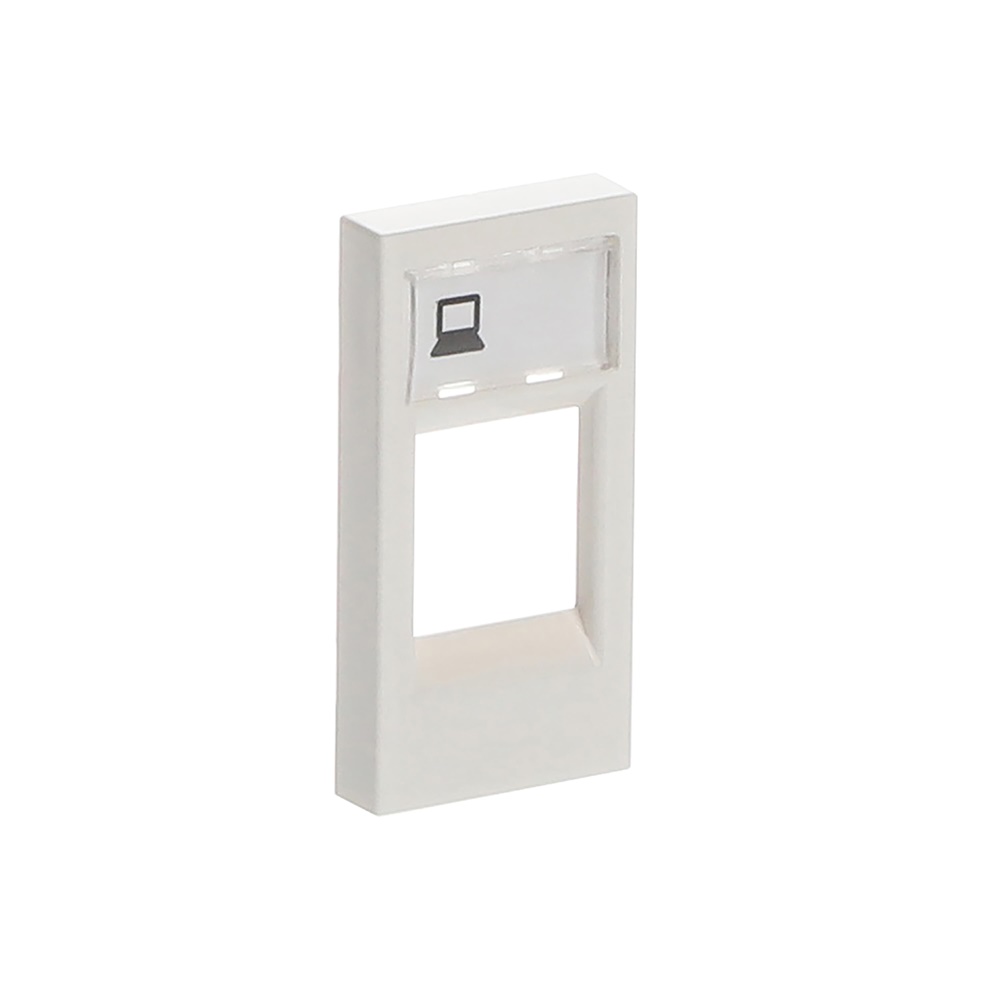 Cover per presa dati 1 modulo colore bianco con area etichetta, senza sportello, per impianti elettrici Zenit