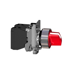 Selettore luminoso rosso 3 posizioni fisse 24VAC/DC 1NO+1NC- LED universale