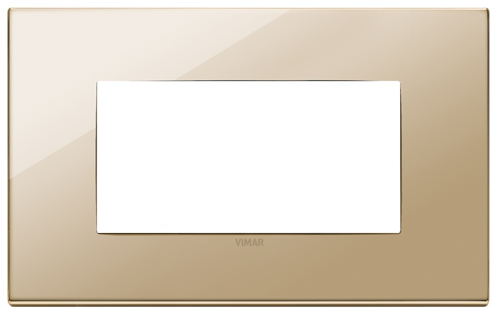 Placca 4 moduli metallo lucido oro per installazioni elettriche interna